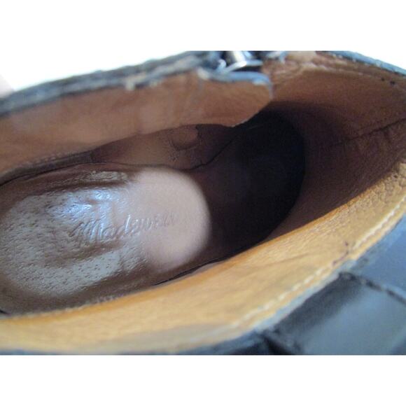 Madewell Black Leather Medium Heel Side Zip Ankle Boots Women Sz 7.5 - Picture 11 of 11